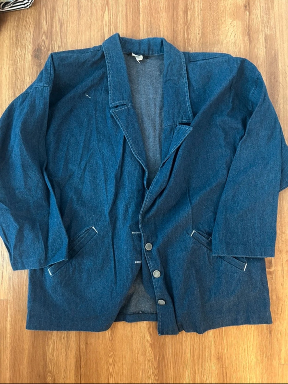 A Aime Dark Blue Lightweight Denim Shirt Jacket
